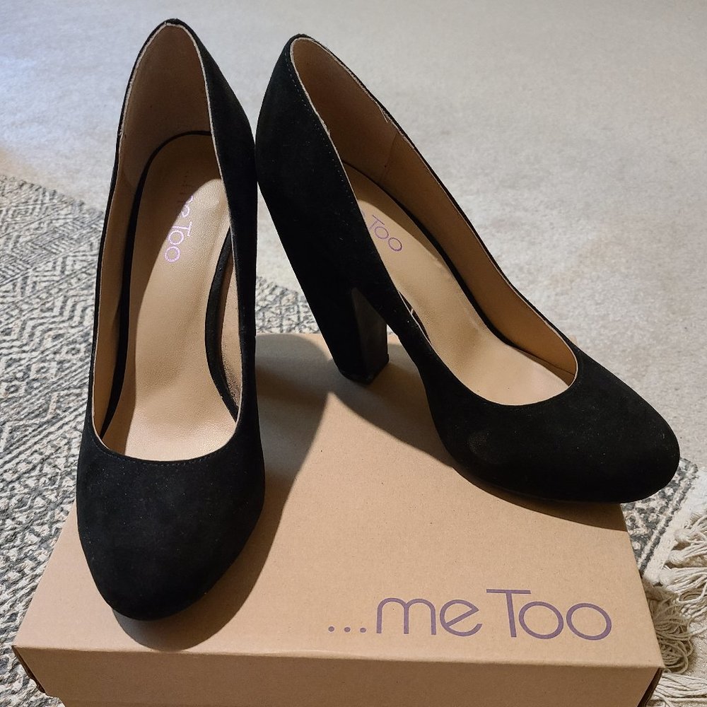Black suede pumps
